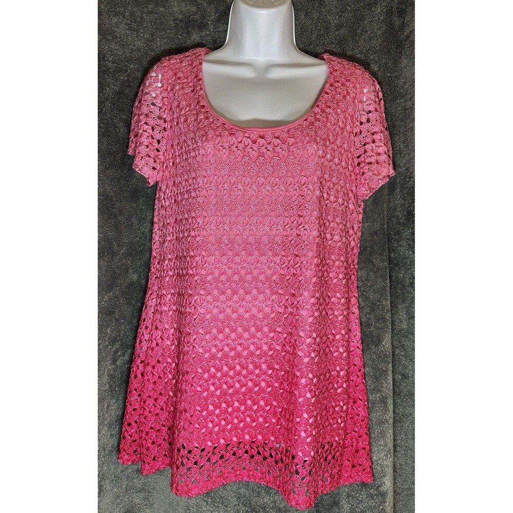 Notations Pink Ombre Crochet Top Size L